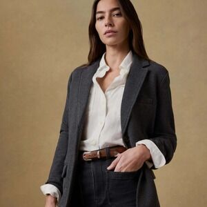 Faherty Inlet Knit Blazer Womens S Charcoal Grey Organic Cotton Coat